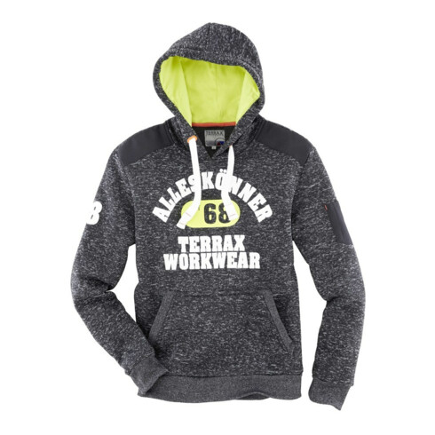 TERRAX Workwear Sweat à capuche polaire tricoté T. S noir chiné/vert lime