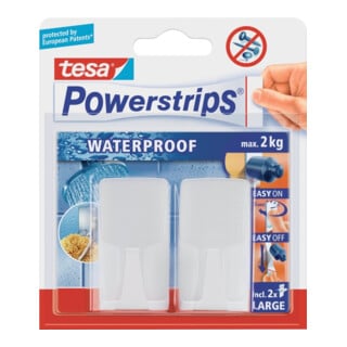 tesa Crochets Wave, lot de 2, Powerstrips étanches blanc