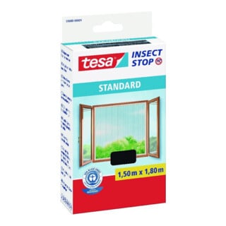 tesa Fliegengitter Stand Klettband für Fenster anthrazit 1,5m:1,8m