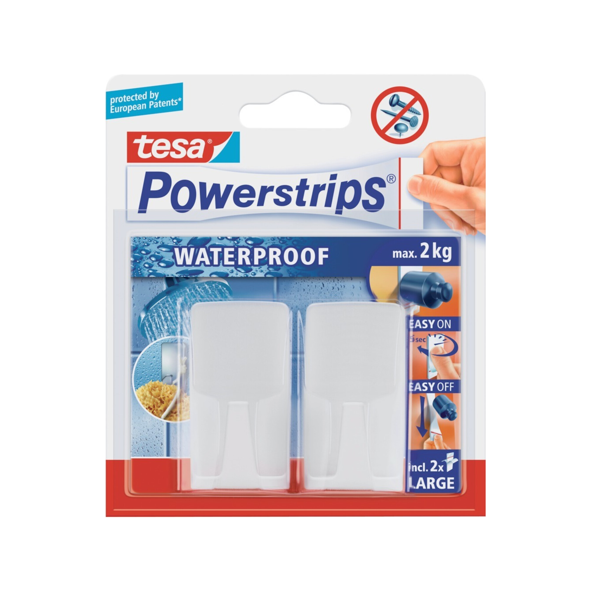 tesa Haken Wave,Inh.2St. Powerstrips Waterproof weiß