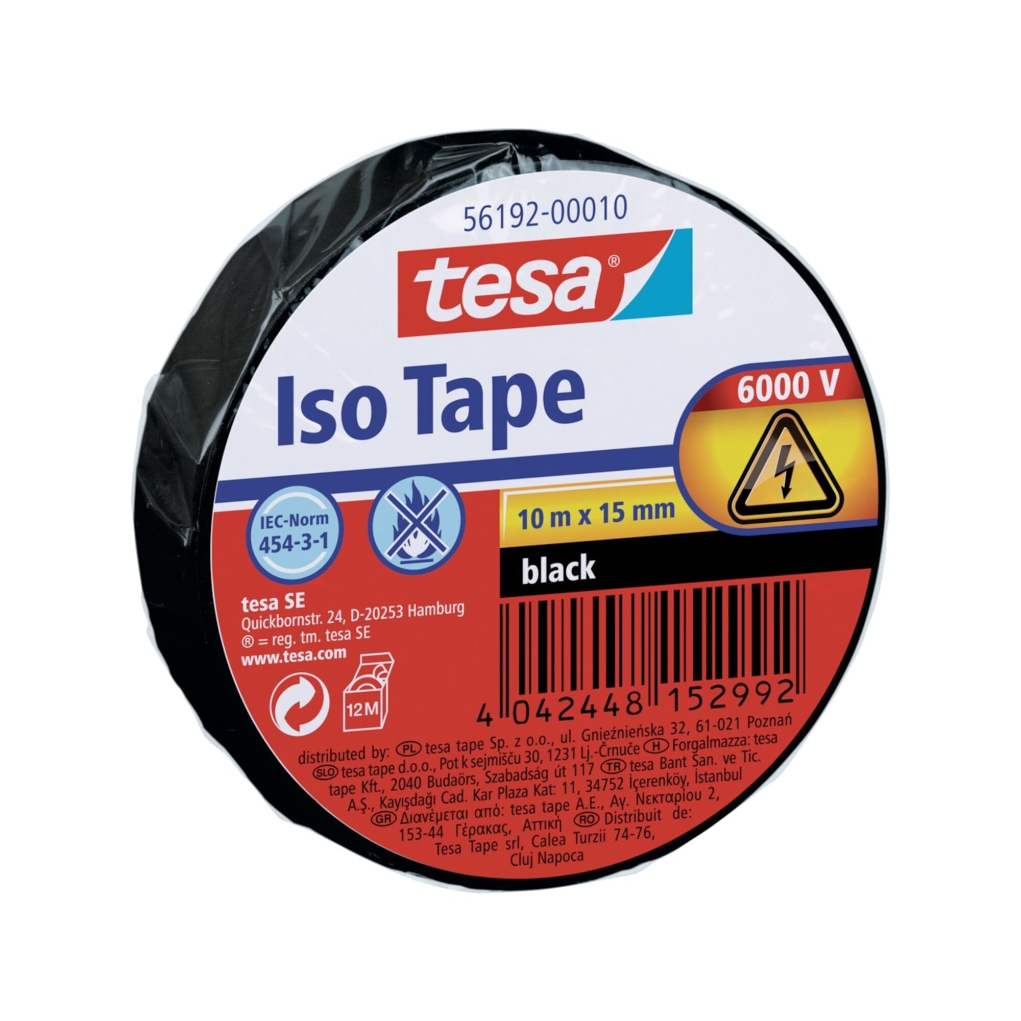 tesa Isolierband L10m,B15mm schwarz