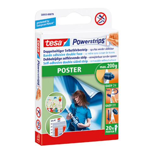 tesa Klebestücke Powerstrips Poster 58003-0079 14,5x33mm ws 20 St./Pack