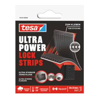 tesa Klettband lock stripes 2 Paare schwarz 25mm selbstklebend