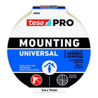 TESA Montageband Mounting PRO Univ.66958 blanc L.5m l.19mm ép.