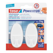 tesa Powerstrips Crochets Large Oval, blanc