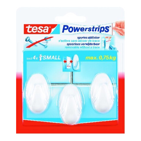 tesa Powerstrips Crochets Petit Ovale, chrome