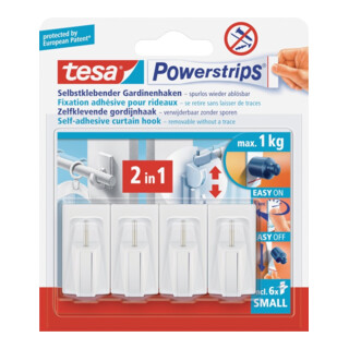 tesa Powerstrips Crochets pour rideaux blanc