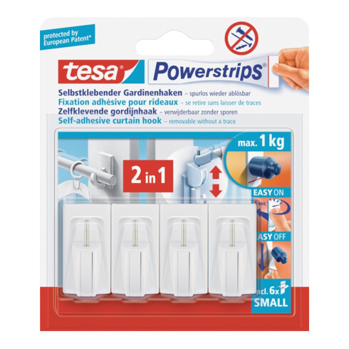 tesa Powerstrips Crochets pour rideaux blanc