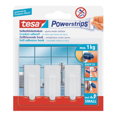tesa Powerstrips Crochets Small Classic, blanc