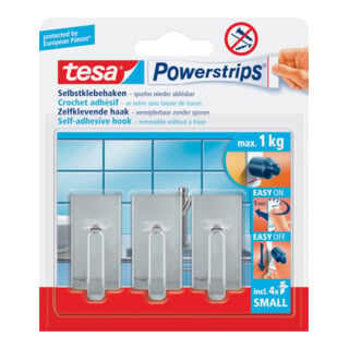 tesa Powerstrips Crochets Small Classic, chrome