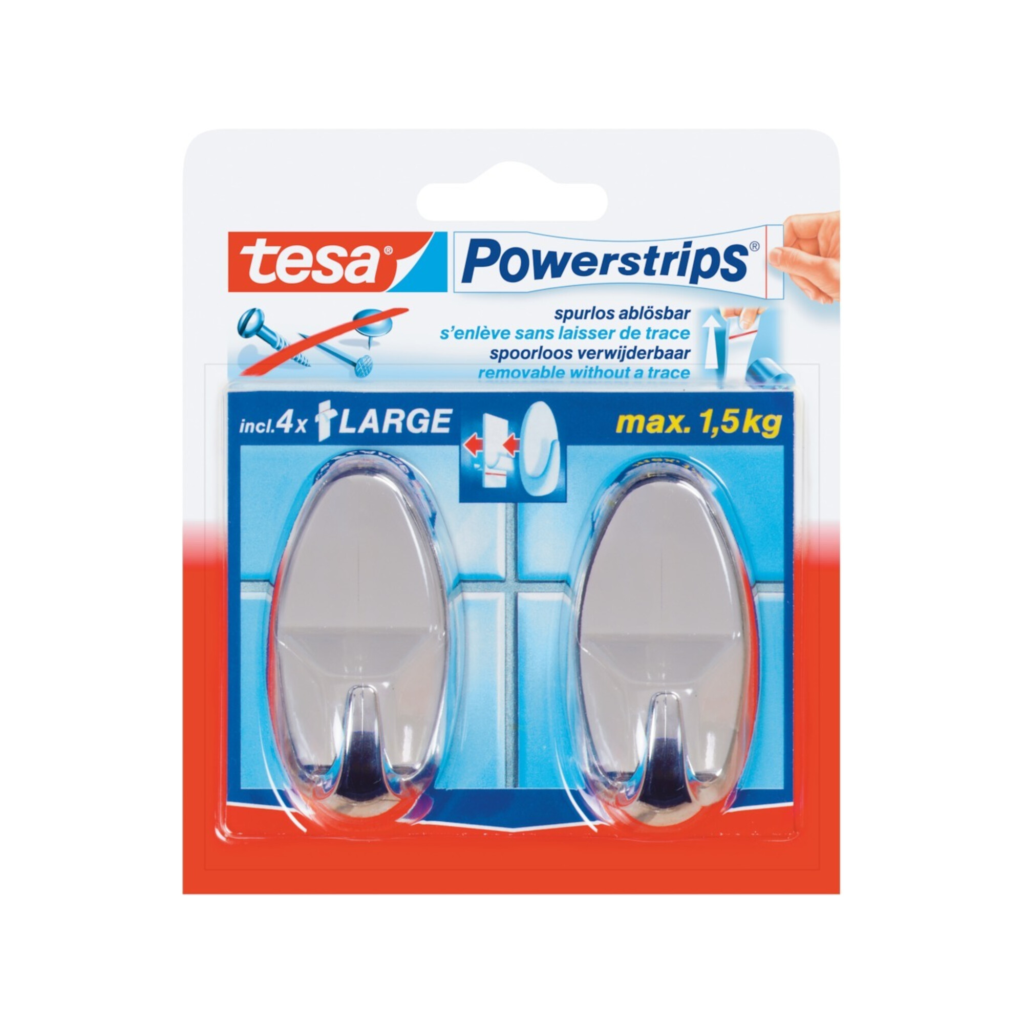 tesa Powerstrips Haken Large Oval,chrom