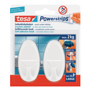 tesa Powerstrips® 58013 Selbstklebehaken LARGE 70 × 37 mm oval weiß 2 Stück