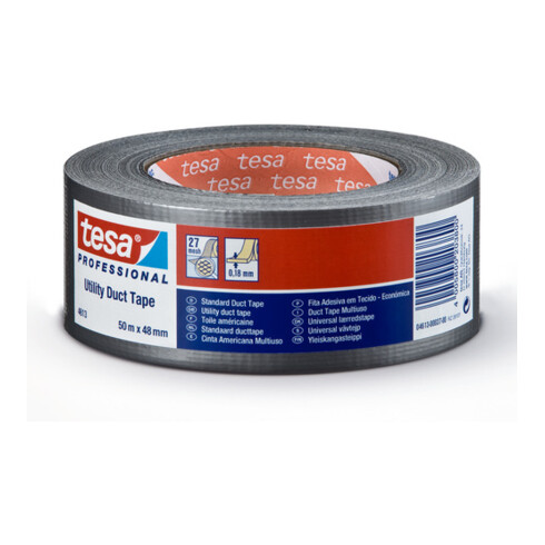 tesa® 4613 Gewebeklebeband Duct Tape 50 m × 48 mm silber