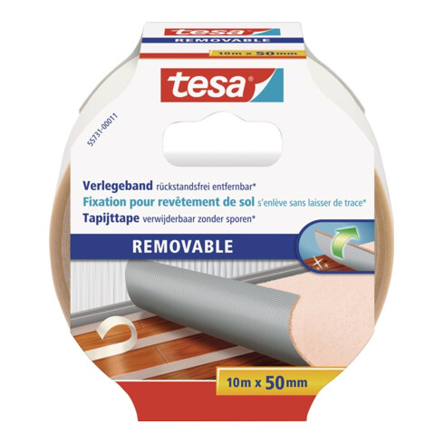 tesa® 55731 Doppelseitiges Verlegeband Removable 10 m × 50 mm