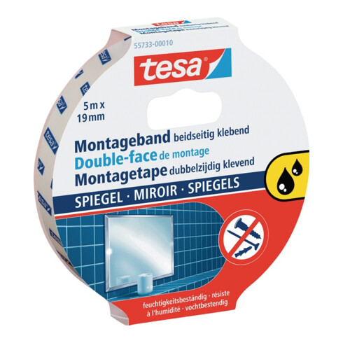 tesa® 55733 POWERBOND doppelseitiges Montageband 5 m × 19 mm weiß