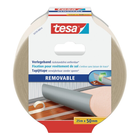 tesa® 55735 Doppelseitiges Verlegeband Removable 25 m × 50 mm transparent