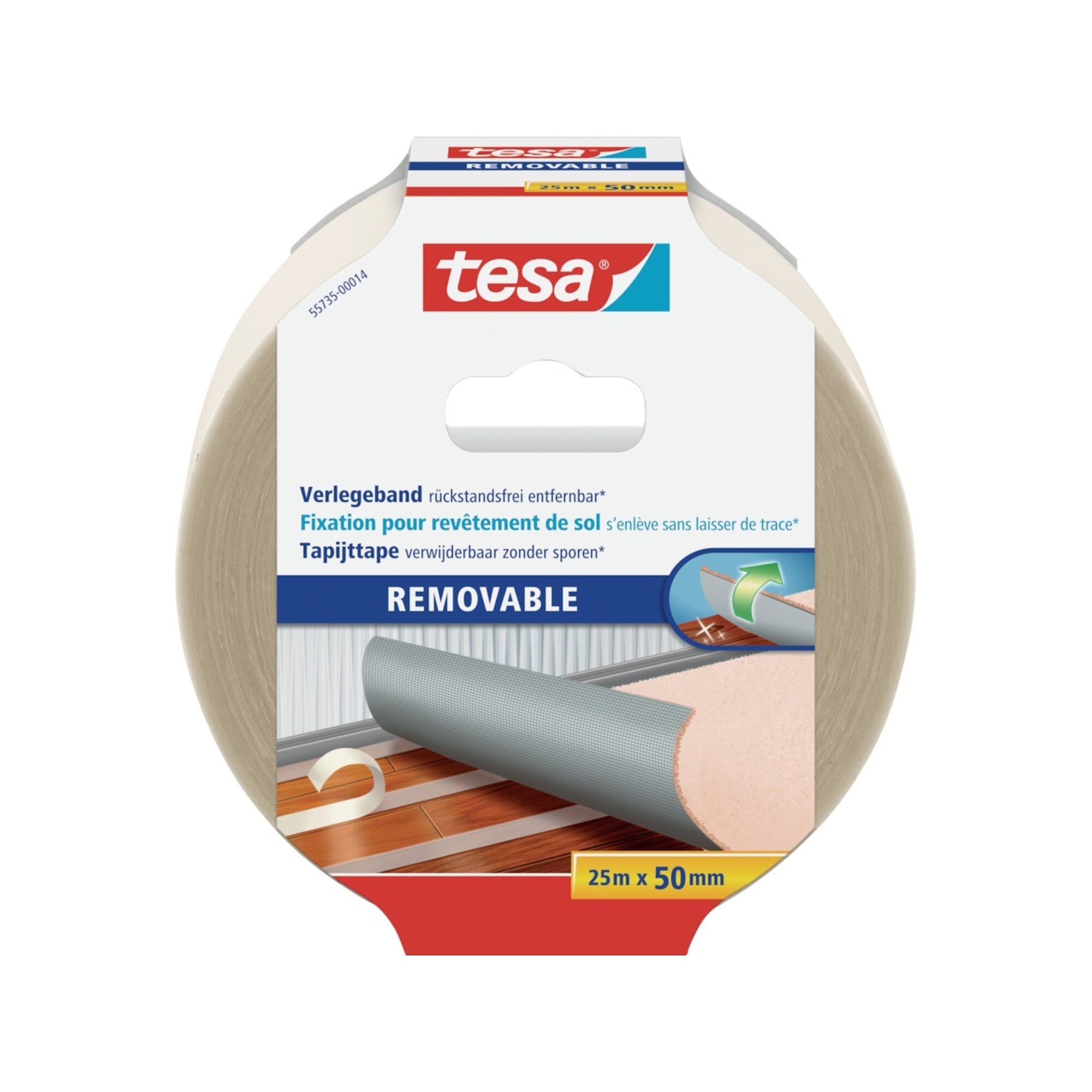 tesa 55735 Doppelseitiges Verlegeband Removable 25 m × 50 mm transparent