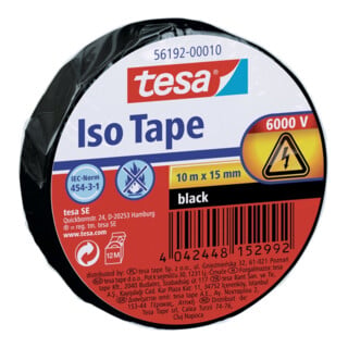 tesa Ruban isolant L10m, l15mm noir