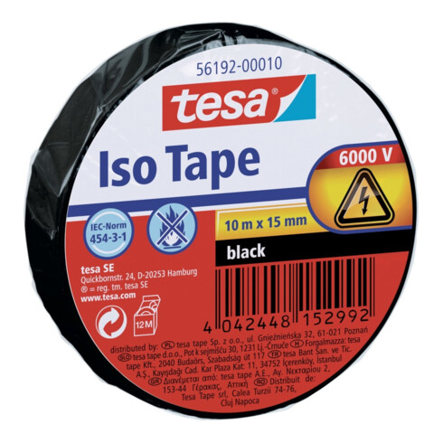 tesa Ruban isolant L10m, l15mm noir