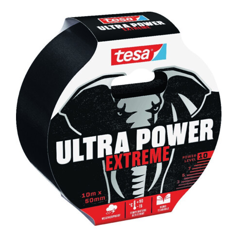 tesa Ultra Power Extreme Ruban adhésif noir 25m x 50mm