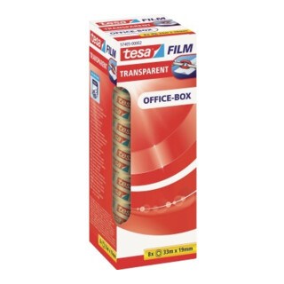 tesafilm® transparent, 8 Rollen 33 m : 19 mm, Office Box
