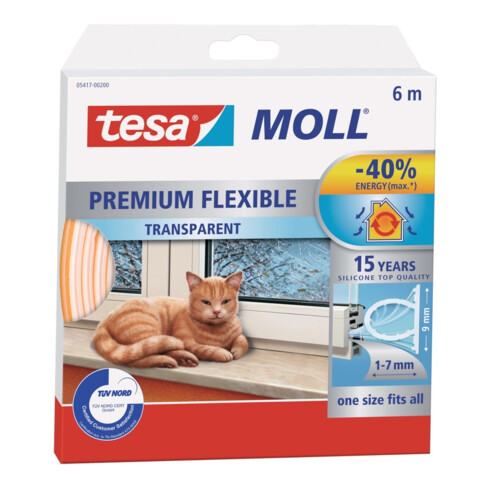 tesamoll® 5417 Premium flexible Silikondichtung 6 m × 9 mm transparent