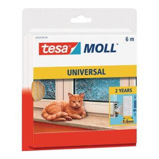 tesamoll® 5428 Universal Schaumstoffdichtung 6 m × 9 mm weiß