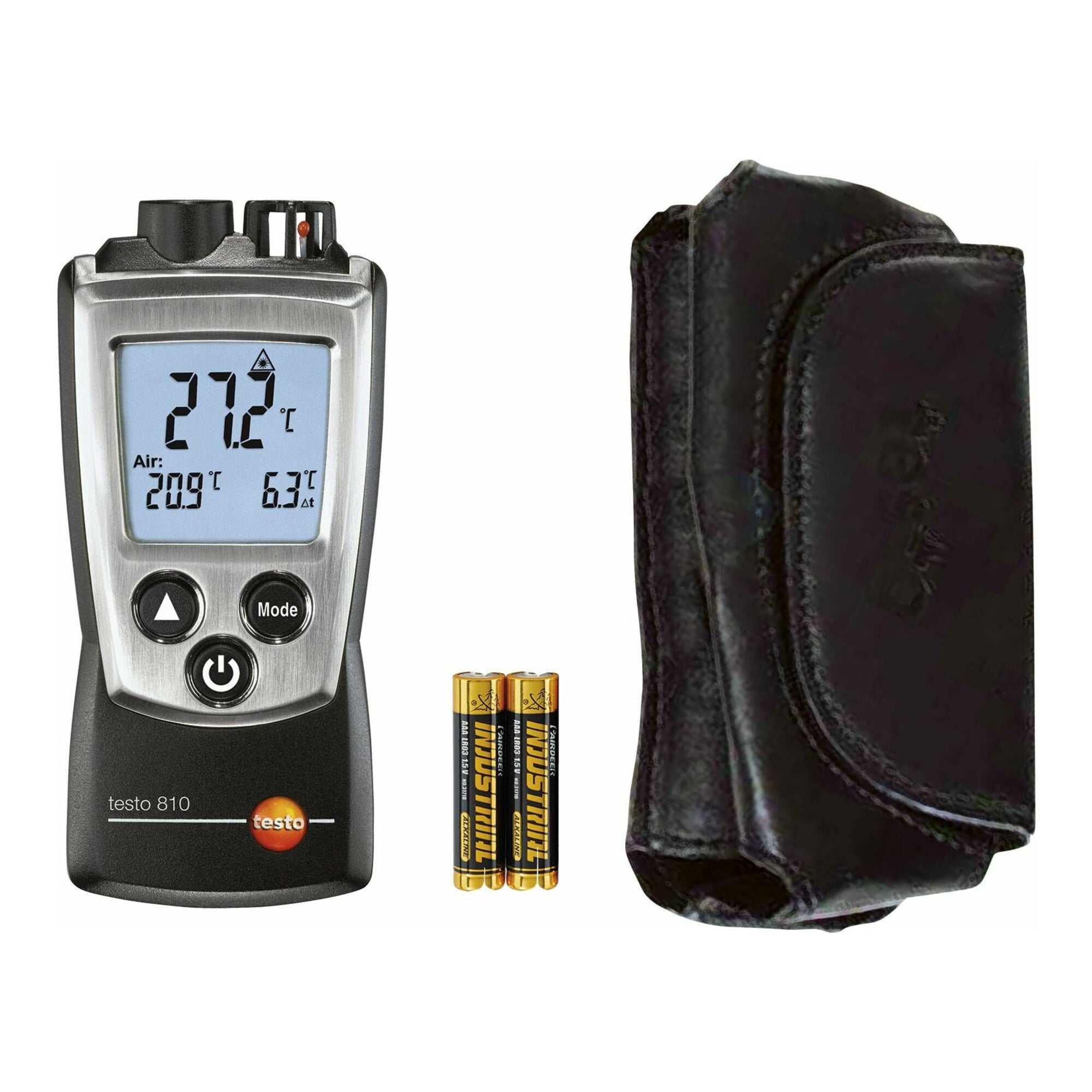 Testo Temperaturmessgerät 810 aus Kunststoff für die gleichzeitige Messung der Lufttemperatur und der Infrarot-Oberflächentemperatur