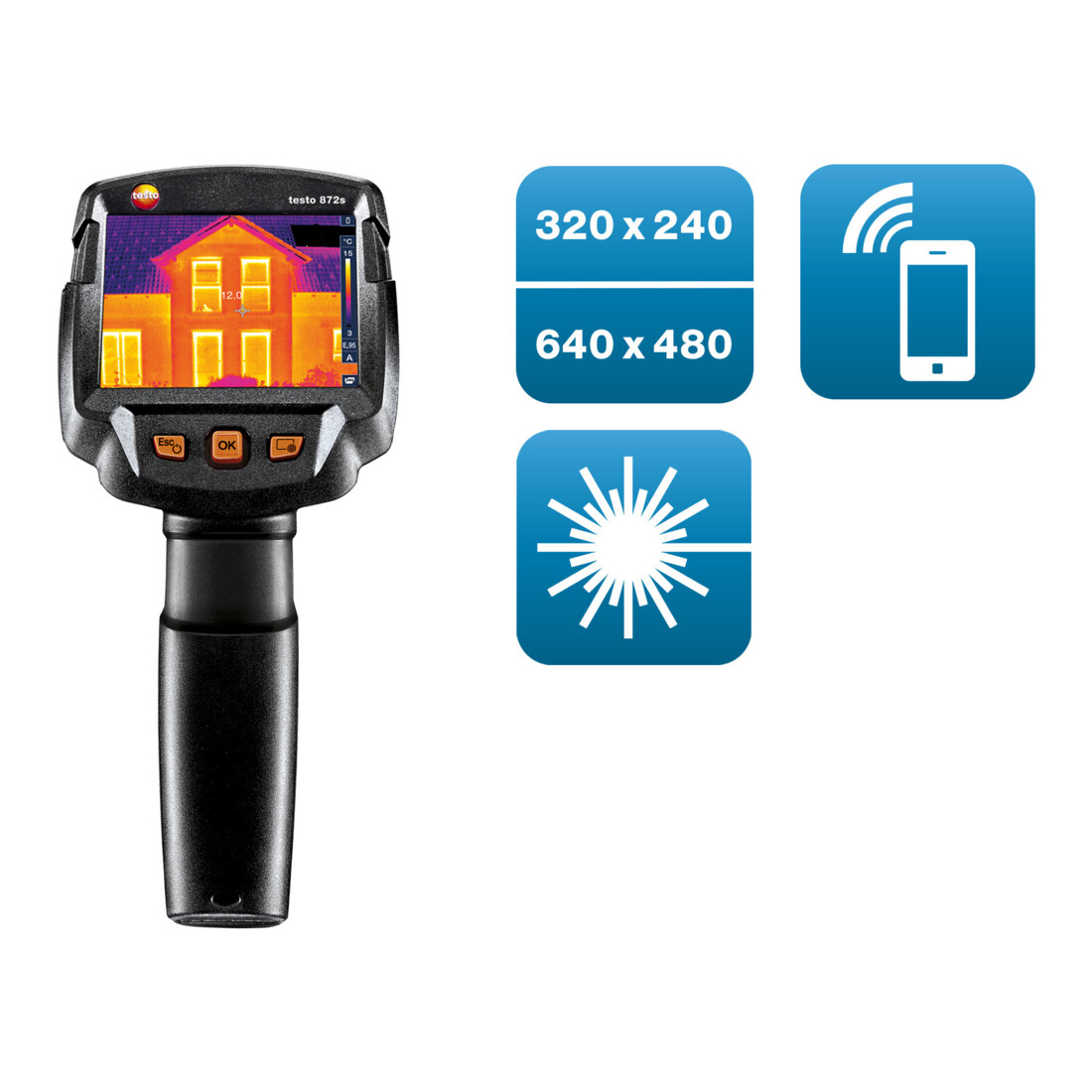 Testo warmtebeeldcamera 872s (320 x 240 pixels, app, laser)