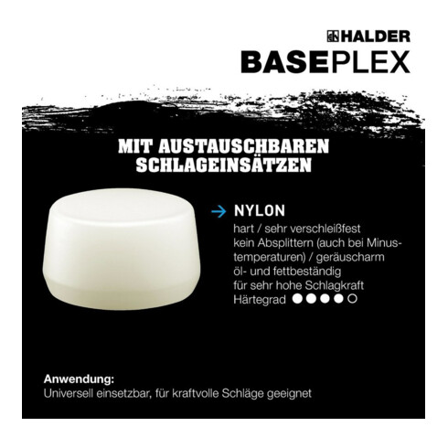 Halder Tête de maillet Schonhammer en nylon, pour Baseplex
