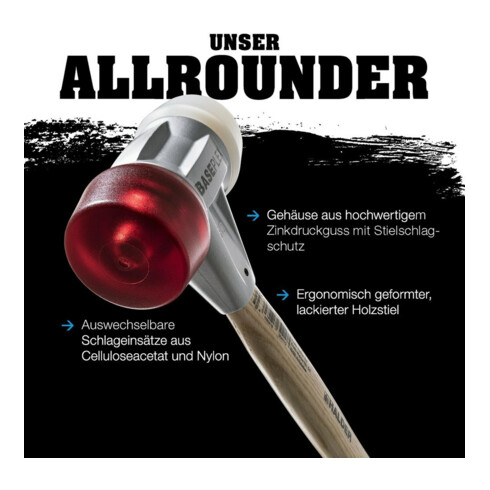 Tête de maillet à frappe amortie D. tête 30 mm acétate de cellulose rouge