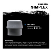 Tête de maillet à frappe amortie SIMPLEX D. tête 60 mm TPE-mid gris mi-dur HALDE