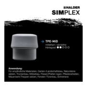 Tête de maillet à frappe amortie SIMPLEX D. tête 60 mm TPE-mid gris mi-dur HALDE