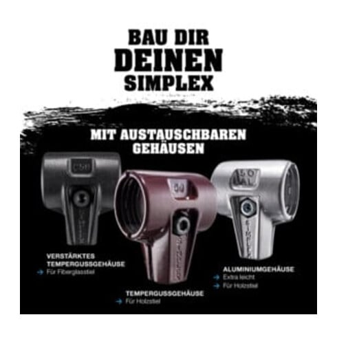 Tête de maillet à frappe amortie SIMPLEX D. tête 60 mm TPE-mid gris mi-dur HALDE