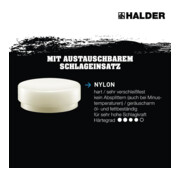 Tête de maillet à frappe amortie SUPERCRAFT D. tête 100 mm nylon blanc, dur HALD-3