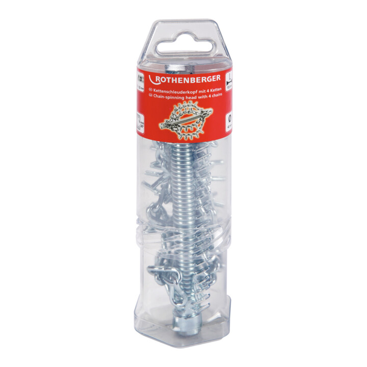 Tête d'élingueur à chaîne Rothenberger L.155mm sans anneau, avec 4 chaînes