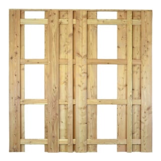 Tetzner & Jentzsch Lamellenzaun AALBORG-Serie Lärche 180 x 180 cm Riegel 28/70 mm Lamellen 16/140 mm 16/60 mm