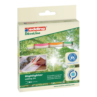Textmarker 24EcoLine gelb/orange/rosa/hellgrün Strich-B.2-5mm Keilspitze EDDING