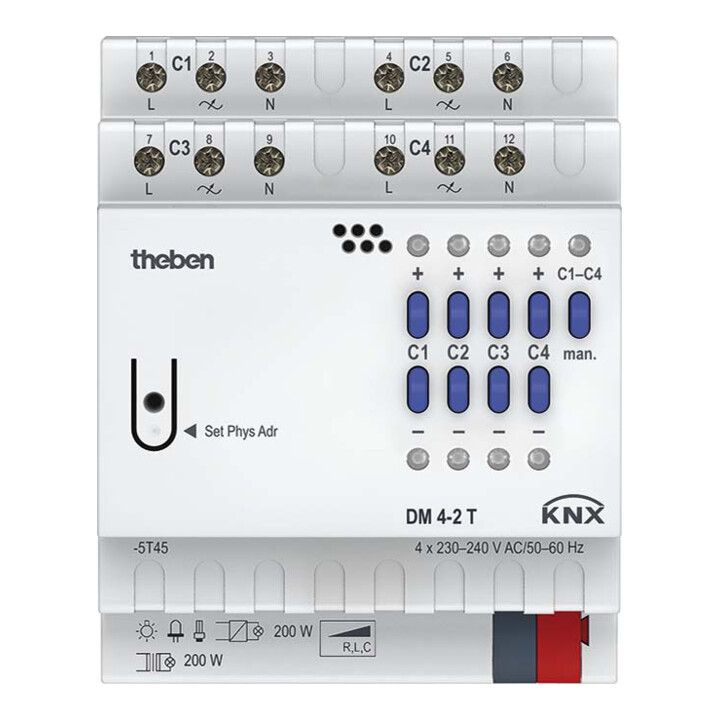 Theben Actionneur de gradation 4 voies DM 4-2 T KNX