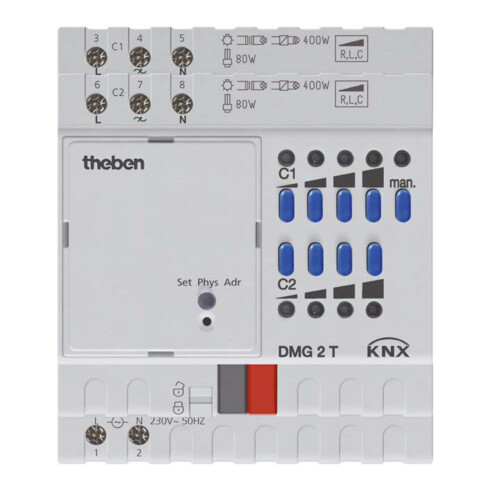 Theben Universaldimmer 2Kanal, Grundmodul DMG 2 T KNX