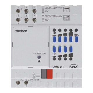 Theben Variateur universel 2 canaux, module de base DMG 2 T KNX