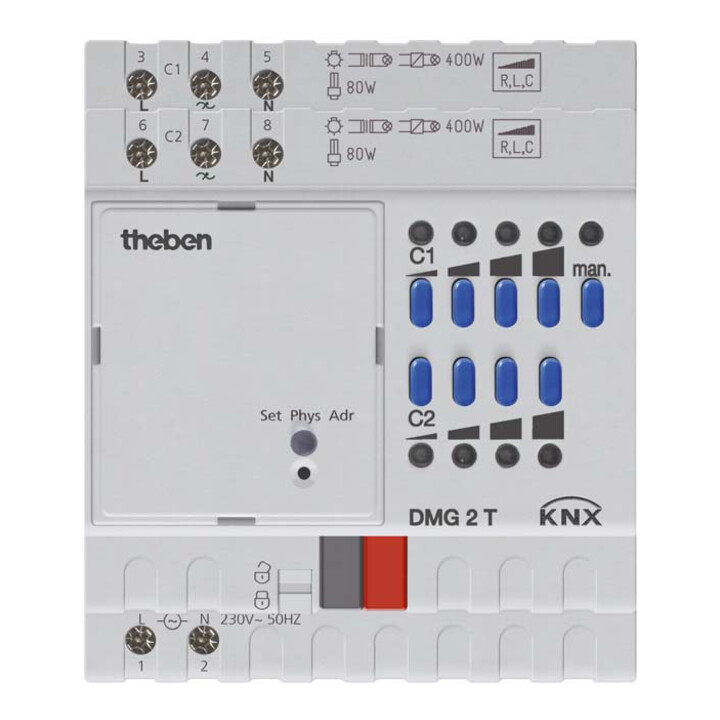 Theben Variateur universel 2 canaux, module de base DMG 2 T KNX