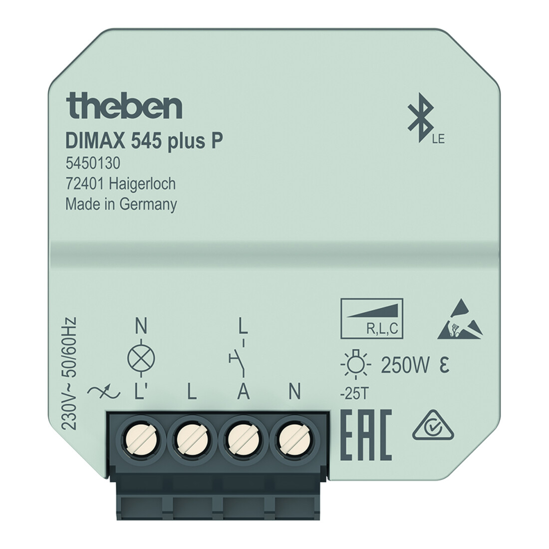 Theben Variateur universel encastrable UP avec commande APP, minuterie DIMAX 545 plus P