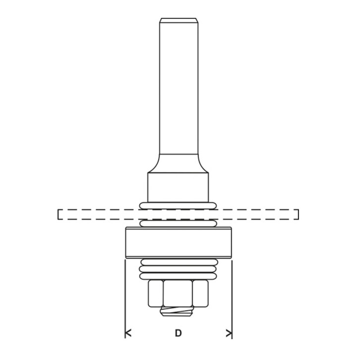 Tige pour fraises à canneler avec roulement à billes de démarrage Bosch 8 mm D 22 mm L 60,3 mm