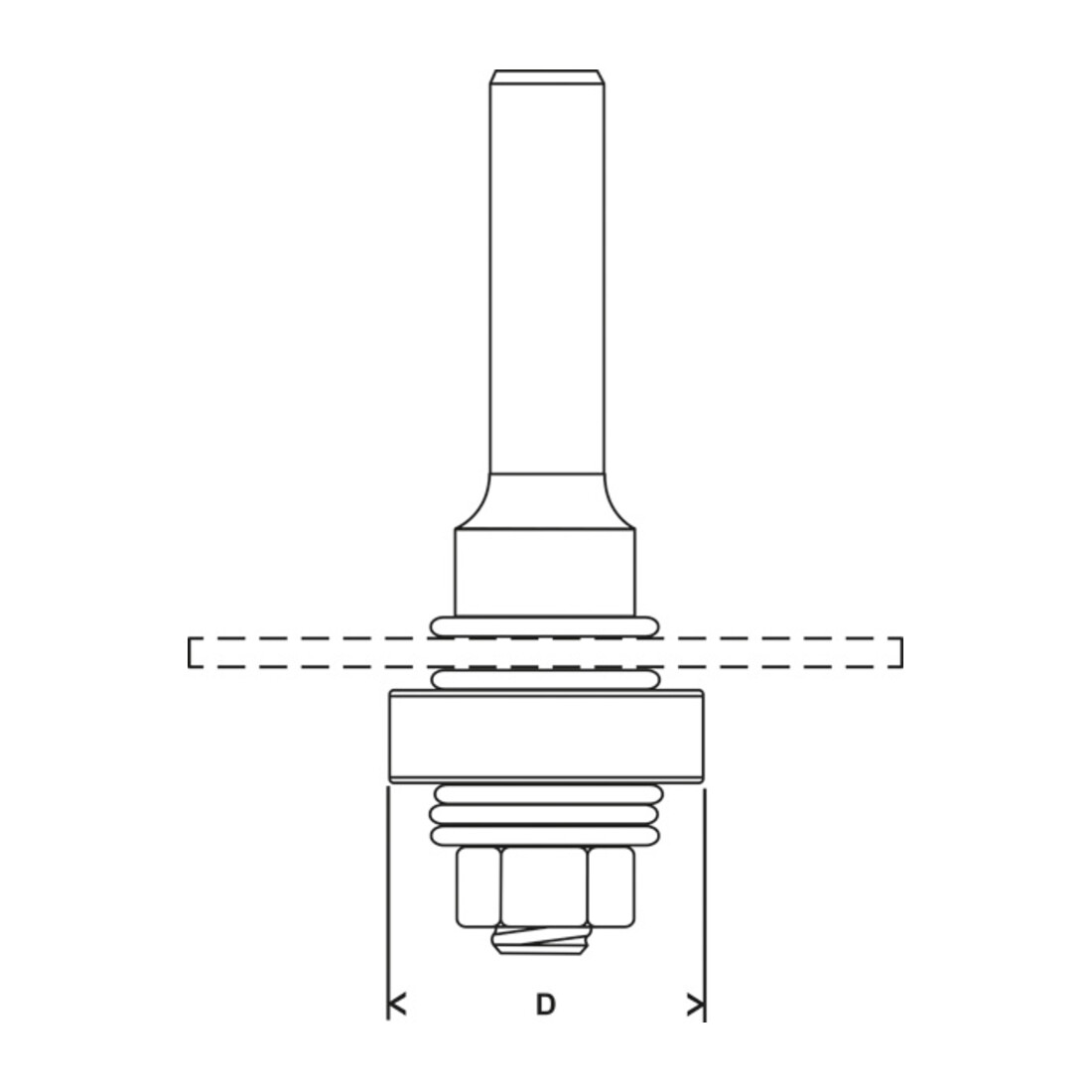 Tige pour fraises à canneler avec roulement à billes de démarrage Bosch 8 mm D 22 mm L 60,3 mm