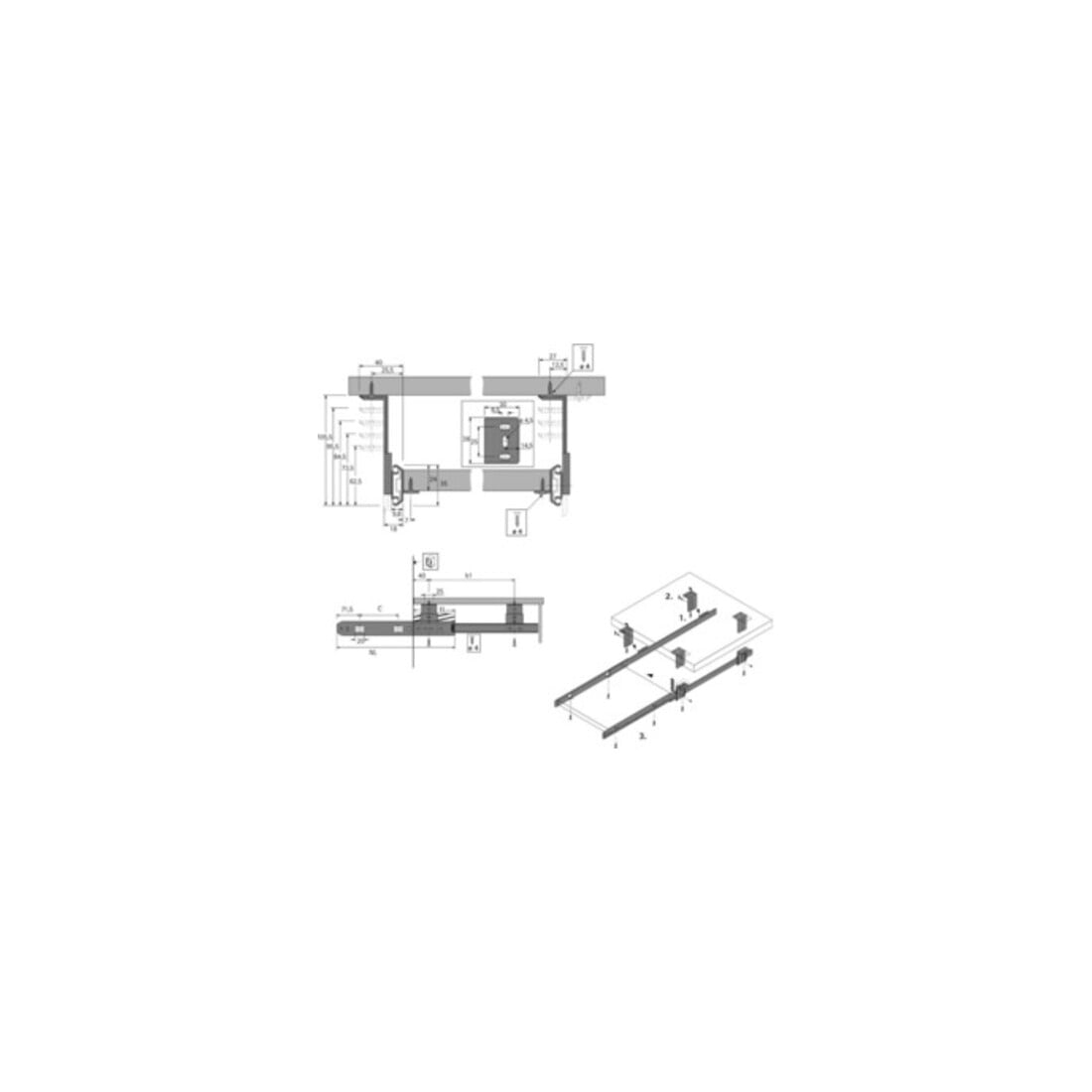 Tiroir à clavier Hettich KA 3434 STA galvanisé 300mm