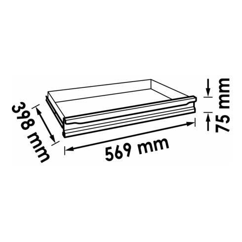 Tiroir plat 569 x 398 x 75 mm pour séries L V1901 V1902 établi V4813 VIGOR