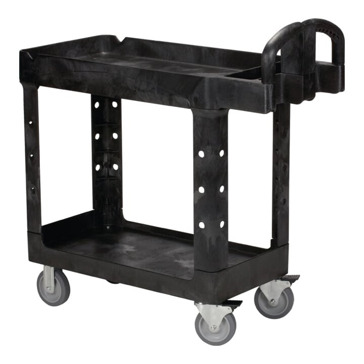 Tischwagen 2 Ladeflächen L770xB420mm schwarz Trgf.226kg Holme/Ladefläche PP