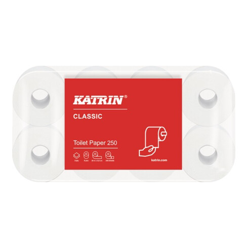 Toilettenpapier Katrin Classic 250 2-lagig 64 RL a 250 Blatt= 16000 Bl.KATRIN