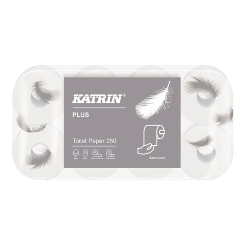 Toilettenpapier Katrin Plus 250 3-lagig 48 RL a 250 Blatt=12000 Bl.KATRIN